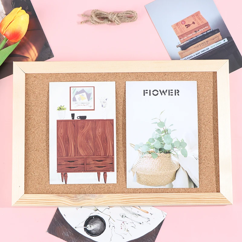 Cork Wood Wall Hanging Message Bulletin Board Frame Notice Note Memo Board for Home Office Shop School Photo Background