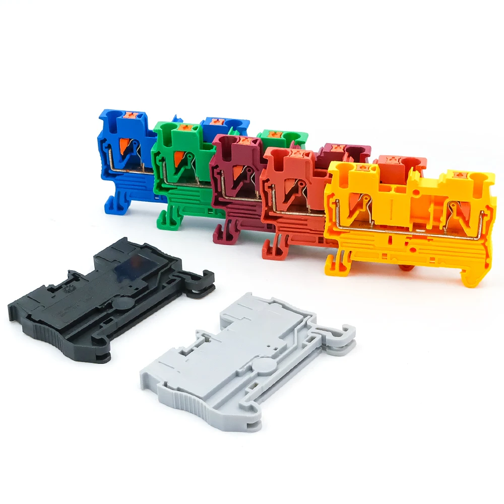 

10Pcs PT2.5 Spring Terminal Block DIN Rail Mount 2.5mm² Screwless Compact Connector for Electrical Cabinets