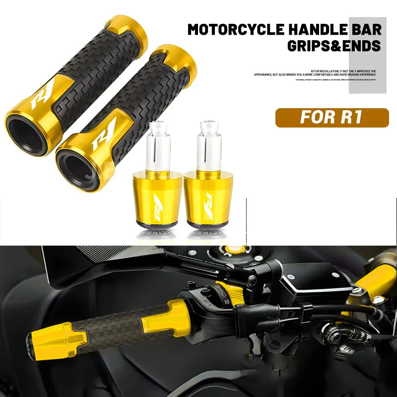 Motorcycle Non Slip Handlebar Grips Throttle YZF Logo For Yamaha R1Accessories CNC Hand Bar Grips All Years
