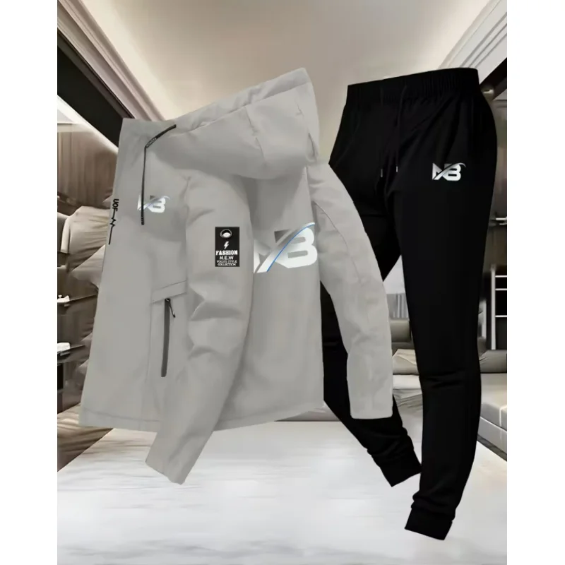 New Suit Men'S Autumn And Winter Outdoor Leisure Sports All-Match Jacket Two Pieces Jacket + Trousers, Outdoor Leisure Sports Ja