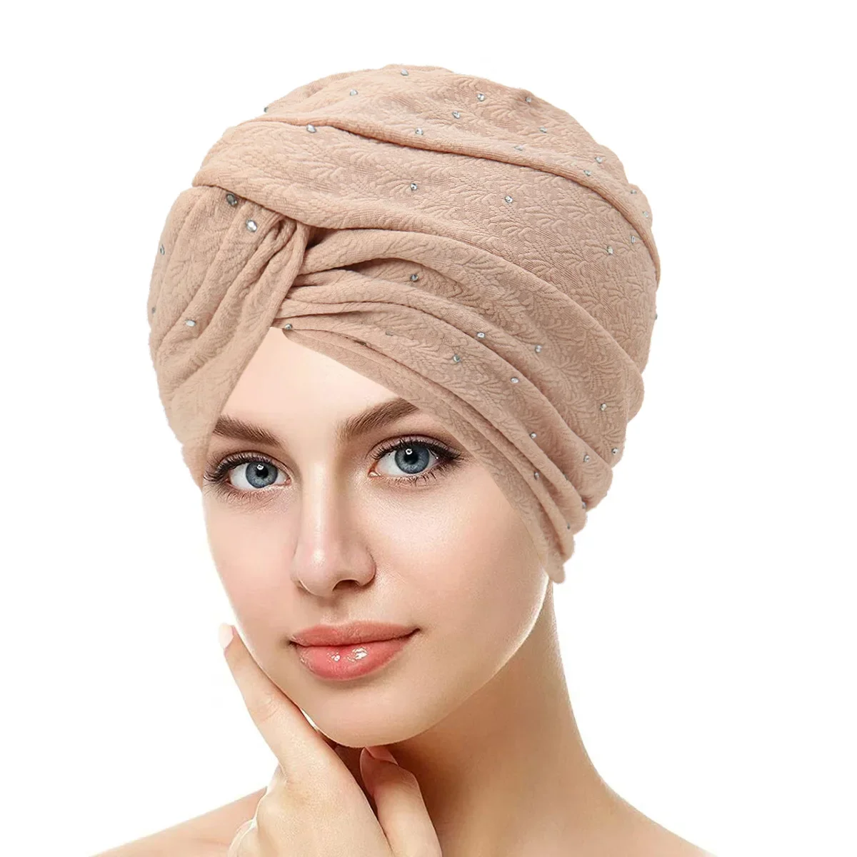 

Новый однотонный мусульманский женский хиджаб с бриллиантами, капот с закрученным узлом, шапочки для химиотерапии, тюрбан от выпадения волос, повязка на голову, головной платок, Turbante Mujer