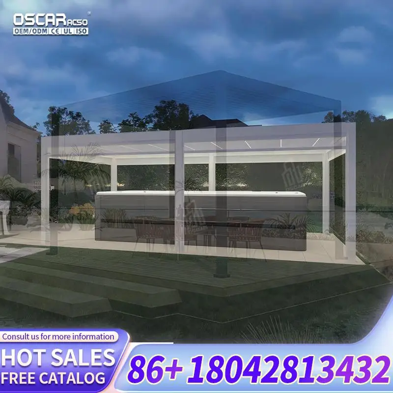 4x6 Modern Outdoor Bioclimatic Aluminum Louvre Pergola with Remote Control for Garden Patio Backyard pergola