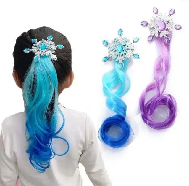 Gradient Snowflake Wig Hair Clips for Girls Lovely Princess Hairpins Anime Elsa Snowflake Hairgrip Barrettes Hair Accessories