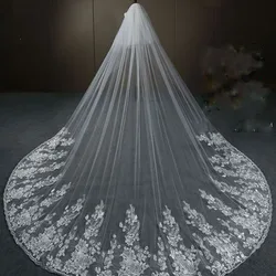 3M 4M 5M White Ivory 2 Layers Wedding Veils Cover Face Lace Appliqued Veil With Comb for Bride Cathedral Wedding Accessories