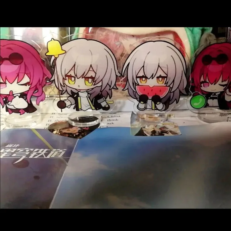 Sunsyea Honkai Star Rail Merch Character Caelus Stelle Q Version Acrylic Stand Anime Collection 4 Pieces Set