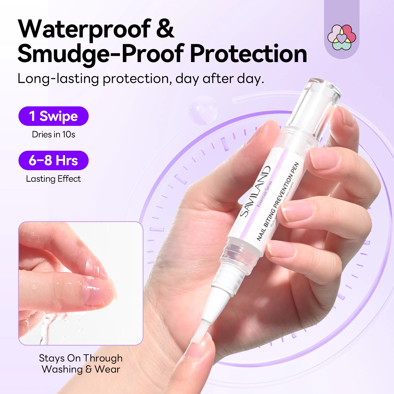 سافيلاند توقف علاج عض الأظافر للأطفال والكبار تركيبة مريرة محايدة التجفيف السريع طوال اليوم حامي الإبهام مص الردع