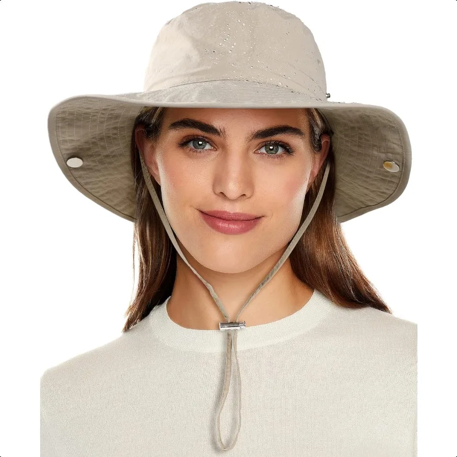 

Waterproof Bucket Rain Hat for Women Wide Brim Summer UPF50+ Cowboy Sun Hat Men Foldable Soft Floppy Beach Hat