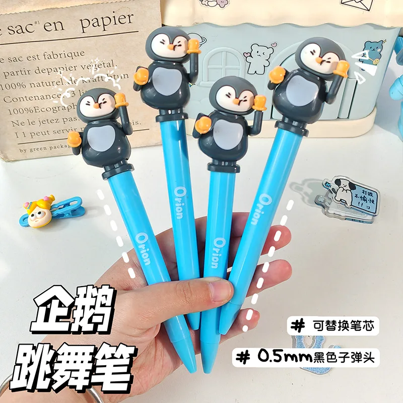 Nuovo divertente stampa pinguino penna da ballo simpatico cartone animato pinguino penna neutra studente di cancelleria giocattoli da disegno antistress