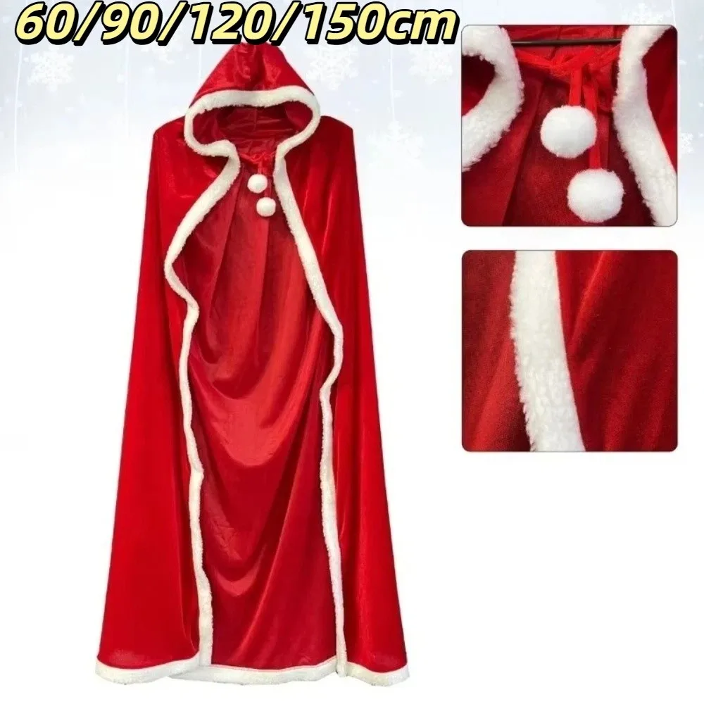 New Velvet Material Hooded Cloak Shawl Unisex Photography Prop Santa Claus Costume Red Color Christmas Cloak Christmas Party