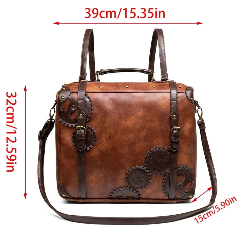 女性用レザーメッセンジャーバッグブリーフケースヴィンテージサッチェルバッグショルダーバッグ