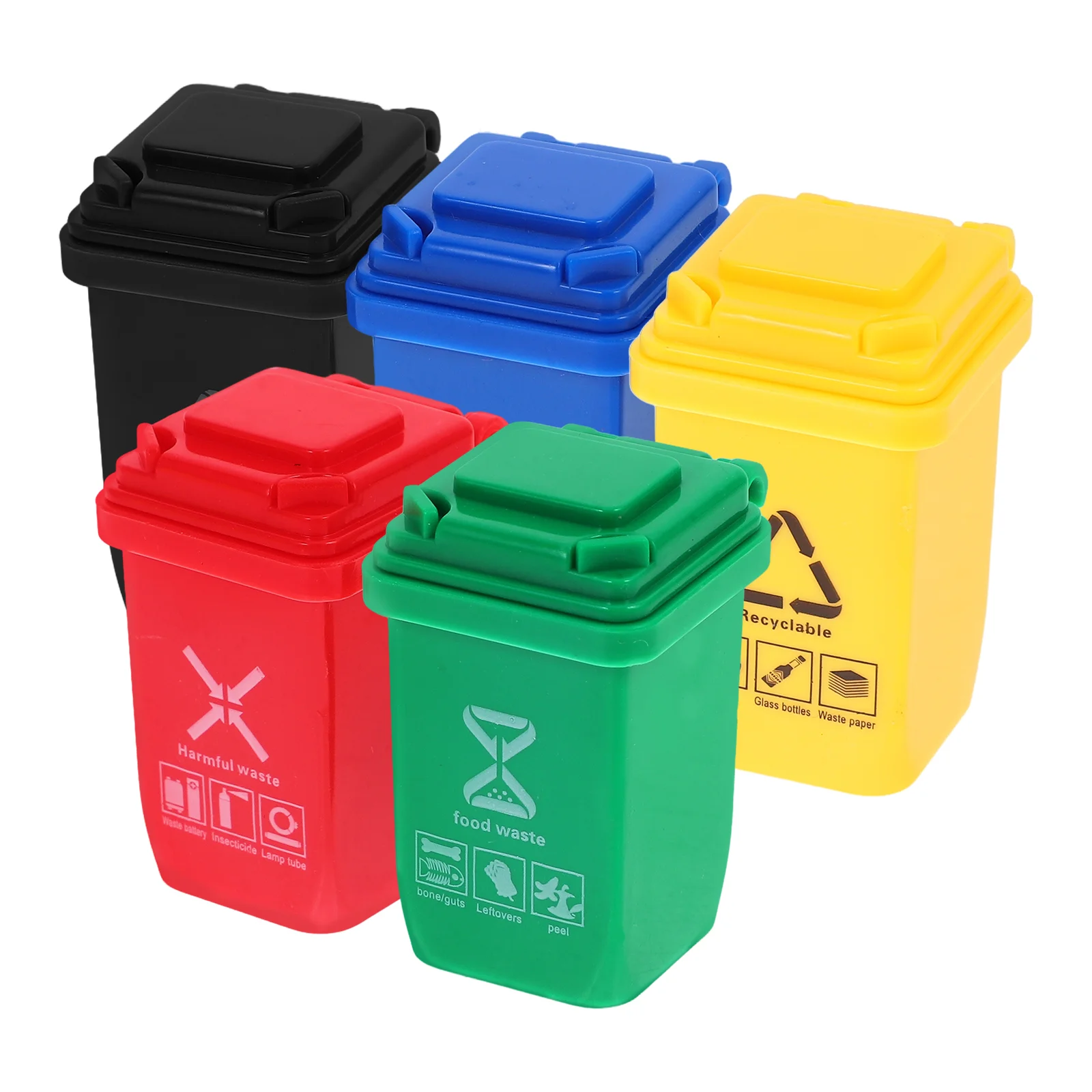 5 Pcs Mini Trash Can House Waste Container Sorting Garbage Bin Toddler Toy Miniature Model Plastic Truck