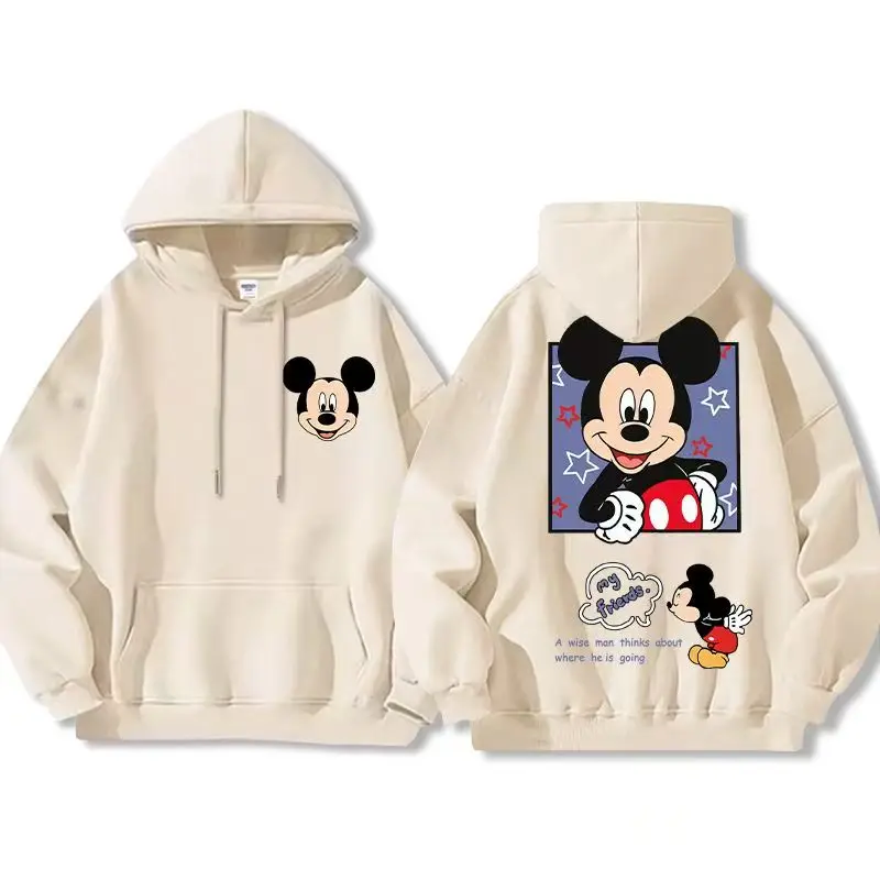 

Толстовки для пар с изображением Микки Мауса и Минни от Disney, унисекс, осенне-зимняя модная брендовая повседневная верхняя одежда, одинаковая верхняя одежда, топы, одежда