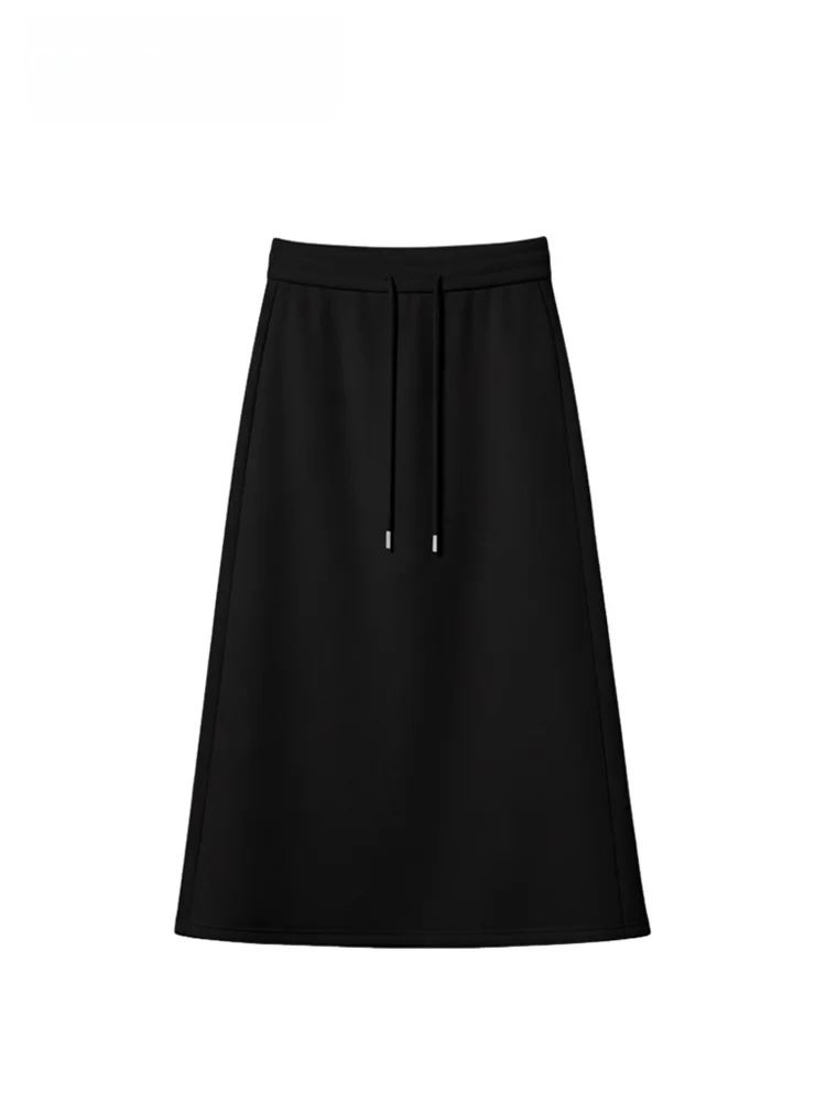 

Юбка А-силуэта с высокой талией для полных женщин, для фигуры типа «груша», осенне-зимняя, новая, модная, утепленная, длинная юбка