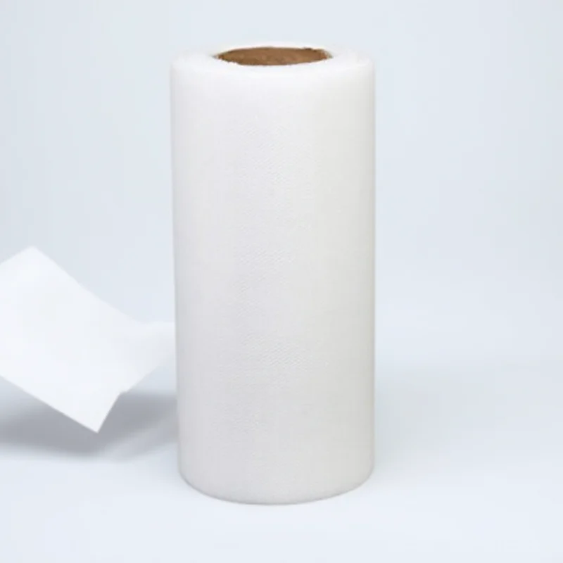 

1 Roll 22M X 15Cm White Polyester Tulle Fabric Roll For Wedding Diy Decoration Craft Party Supplies Banquet Burlap Cloth