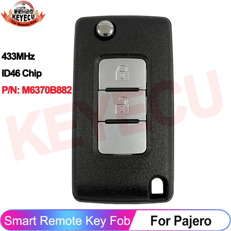 

Чип PCF7941 ID46 433 МГц для Mitsubishi Pajero 2015-2021 годов выпуска, 6370B882, 2-кнопочный выкидной ключ-пульт дистанционного управления