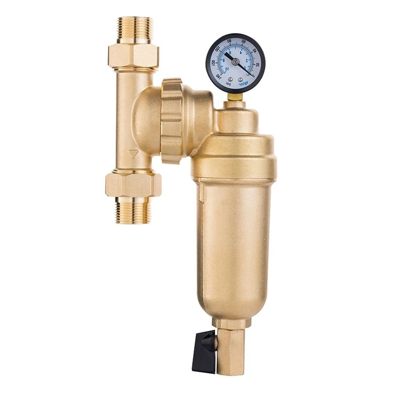 AC93-360 Degree Universal Rotating Valve Filter Whole House Central Filter Reusable Sediment Water Filter Nickel-Plated,A