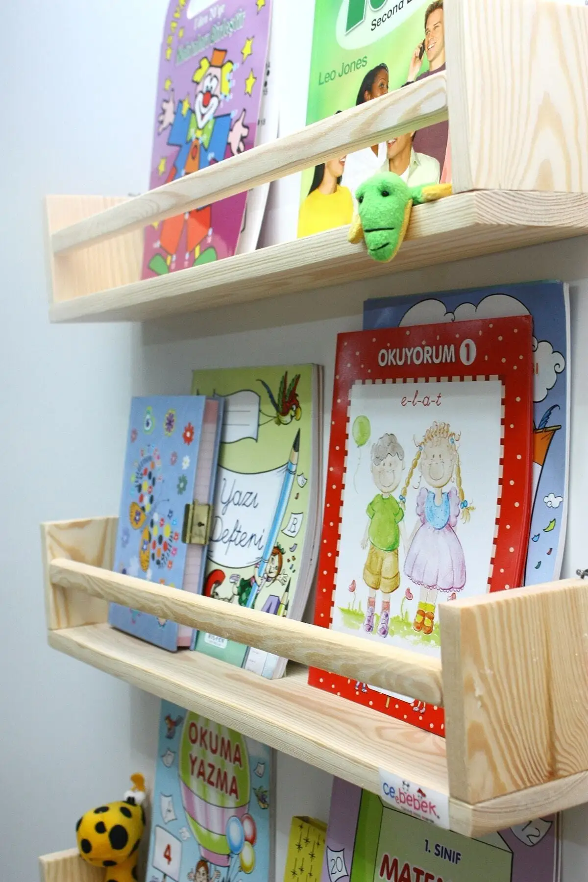 Big size long 3 pcs Montessori Bookshelf 60 cm Wall Rack Baby Kids Room Wooden Bookcase