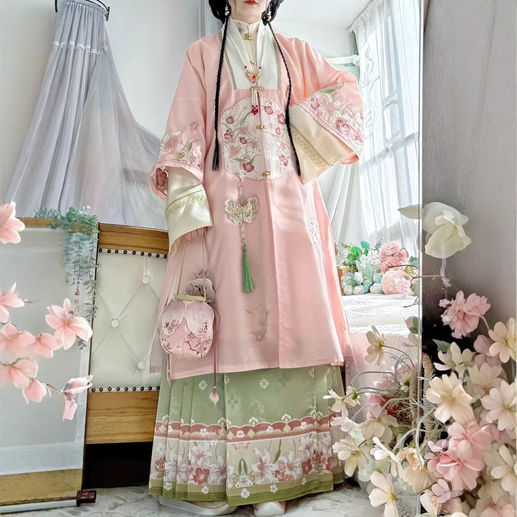 Women's Ming-Style Hanfu Collar Shirt Stand-up Cardigan Horse-Face Skirt Autumn and Winter Suit