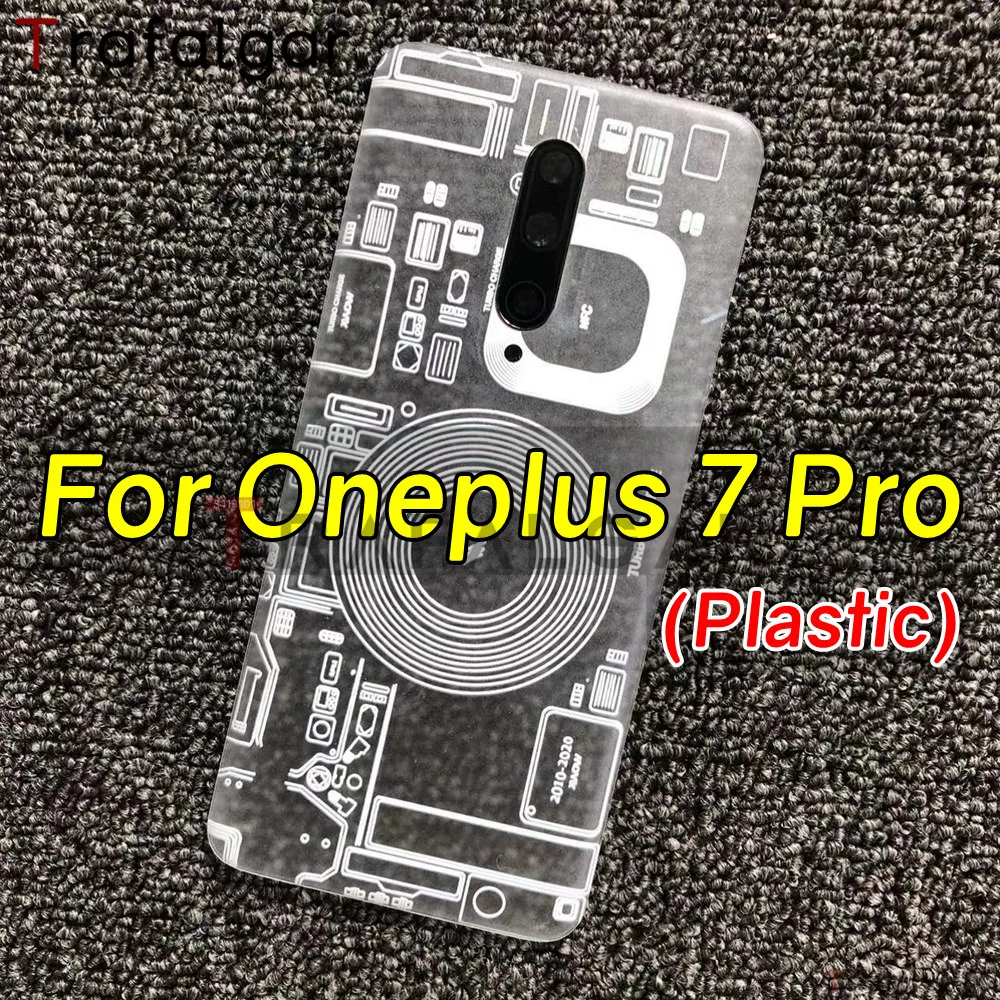 Plastic Battery Back Cover For Oneplus 7 Pro Rear Housing Door Case with Camera Lens Replacement+Adhesive Tape GM1911 GM1913