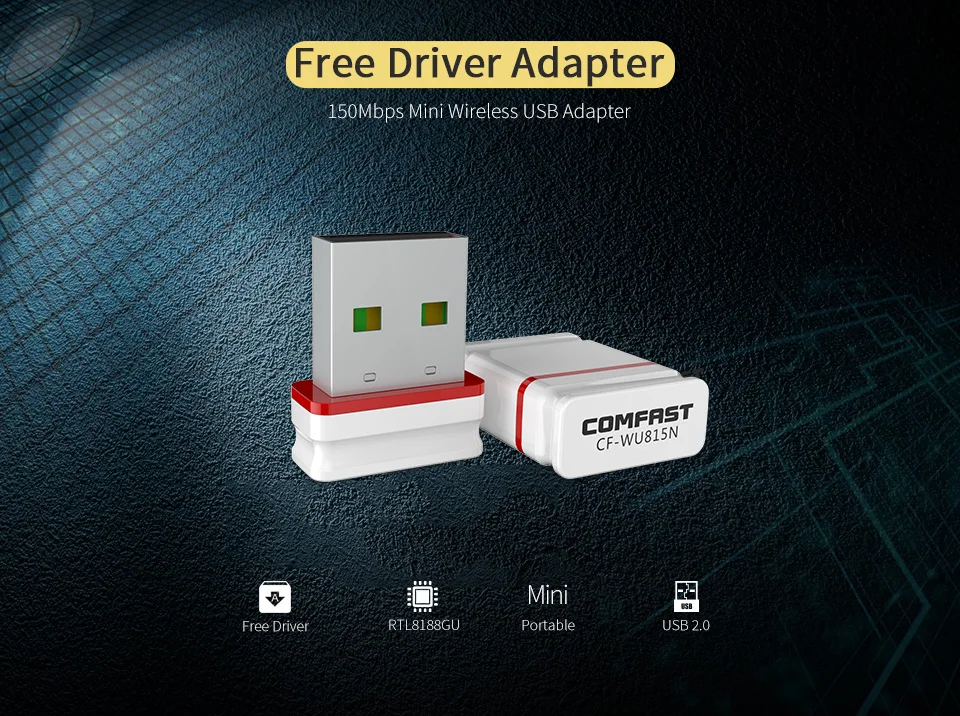 Adaptateur WiFi sans fil, pilote gratuit, antenne, carte réseau Lan 150Mbps, PC portable, USB, récepteur, Win7 8 10 11