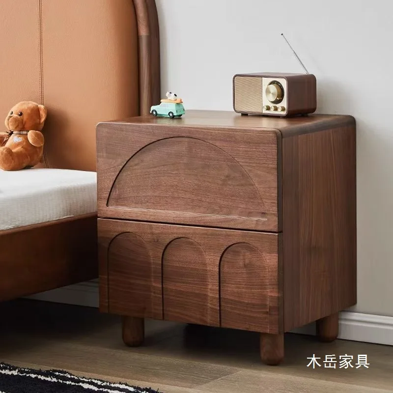 خزانة صغيرة بجانب السرير مصنوعة من خشب الجوز الأسود في أمريكا الشمالية قابلة للتخصيص وبسيطة بجانب السرير