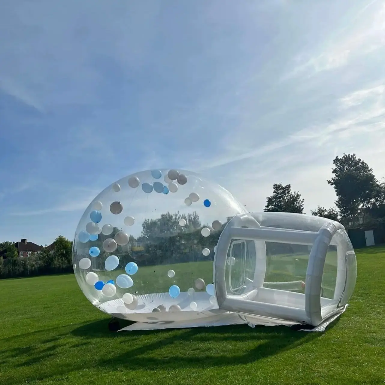 Inflatable bubble house with trampoline and transparent dome PVC material