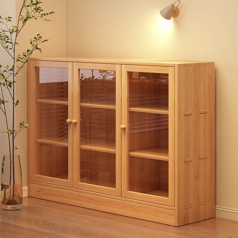 

Книжный шкаф из цельного дерева, шкафчик от пола до потолка, пыленепроницаемый решетчатый шкаф, бревенчатый воздушный шкаф для хранения и хранения в гостиной