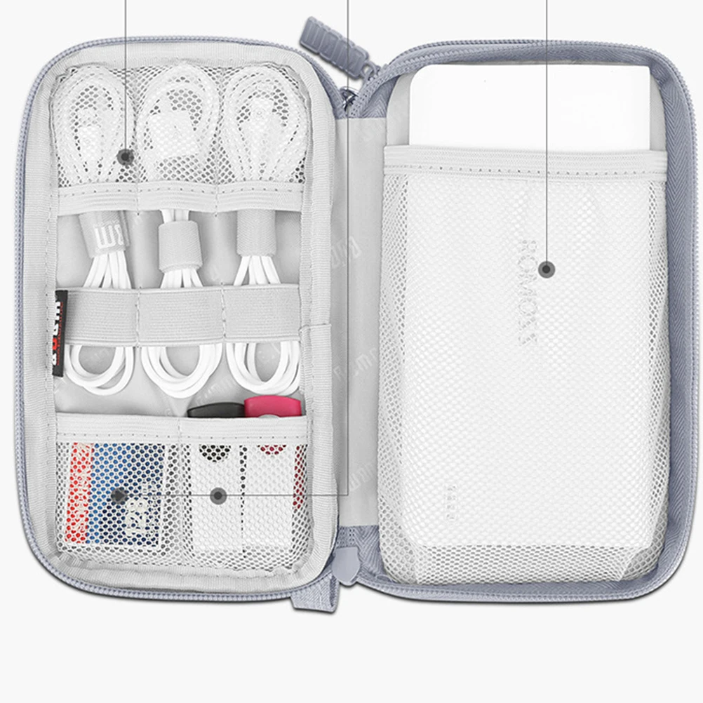 

Digital Storage Bag for Data Cable Shockproof Lining Travel Electronics ganizer Pouch Water Resistant Polyester Material
