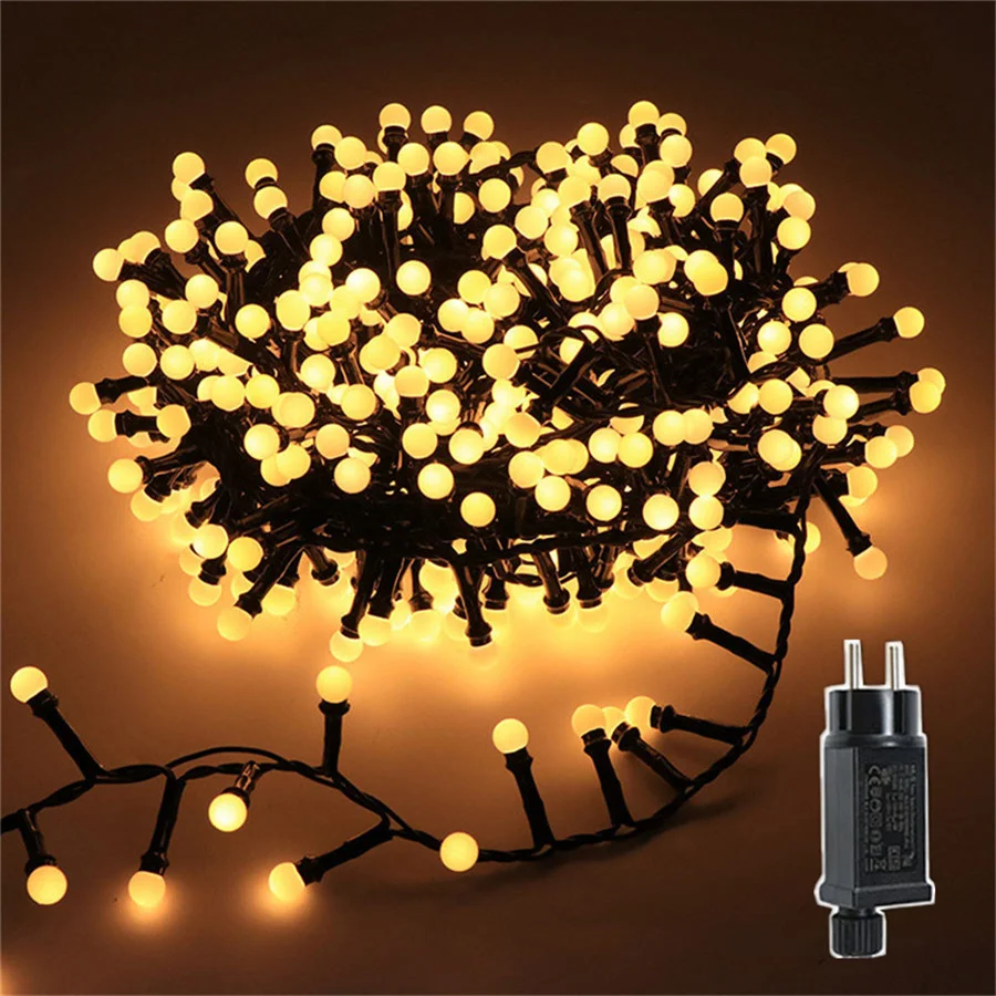 LED Globe Ball Christmas Fairy String Lights Outdoor 250/500Leds Firecracker Garland Lights for Party Wedding Garden Patio Decor