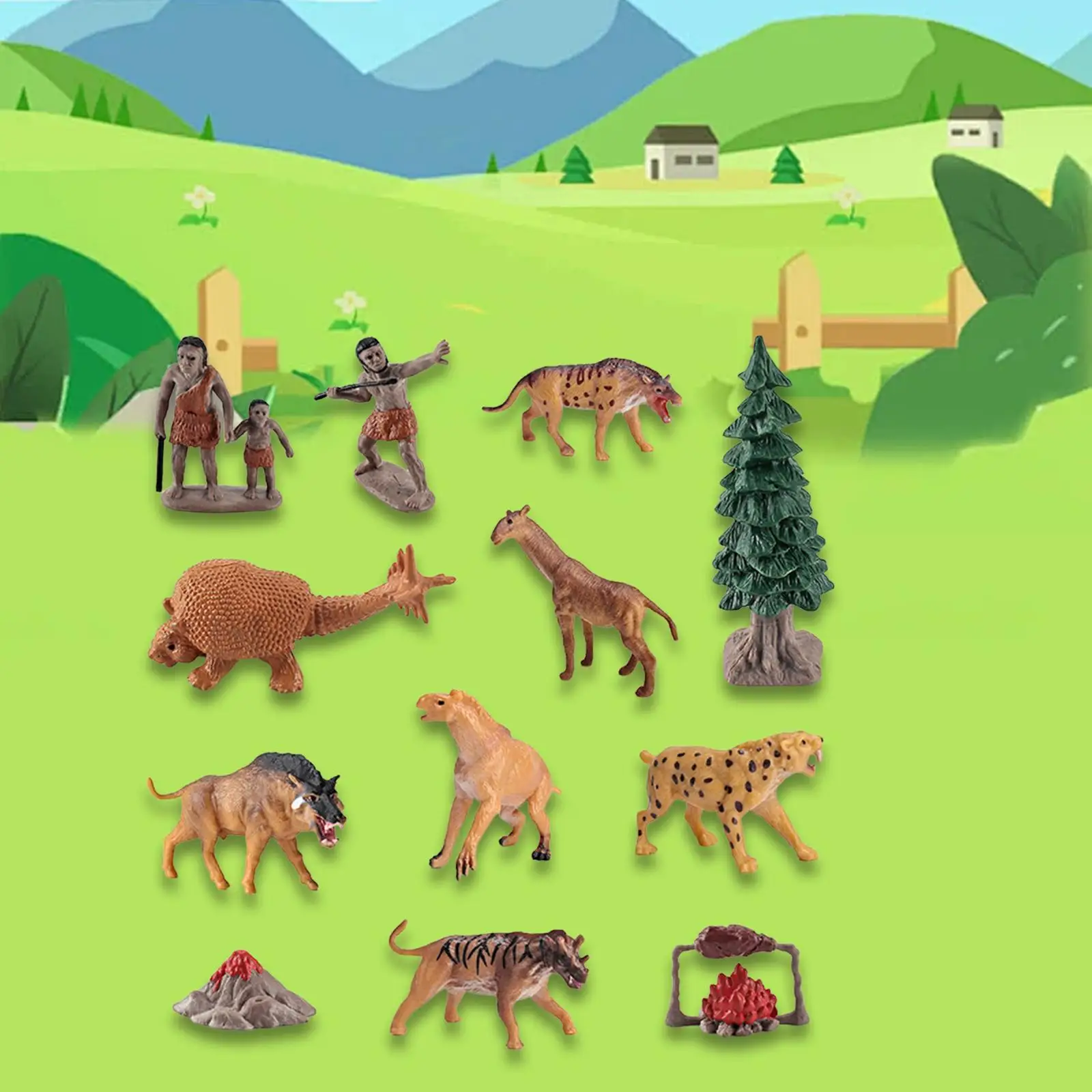 تماثيل حيوانات قديمة إكسسوارات منمنمة بلاستيكية لشخصيات نموذج رجالي بدائي لهواة الجمع والأطفال