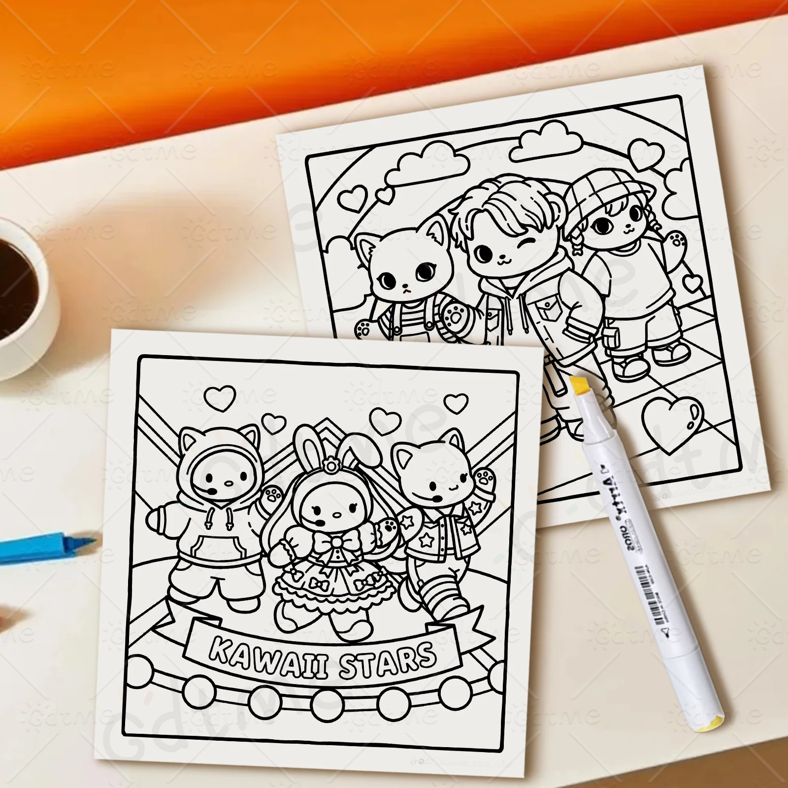 COSY K-POP Malbuch mit kräftigen, einfachen Mustern für Erwachsene, niedliches Zeichenbuch, perfektes Geschenk für Party und Geburtstag – Detail 9