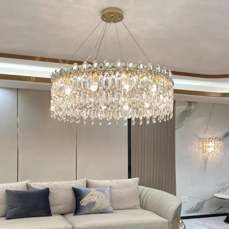 Stainless Steel Modern Crystal Pendant Chandelier Lighting For Living Room Bedroom Gold / Chrome 110v-240v Adjustable Lamp