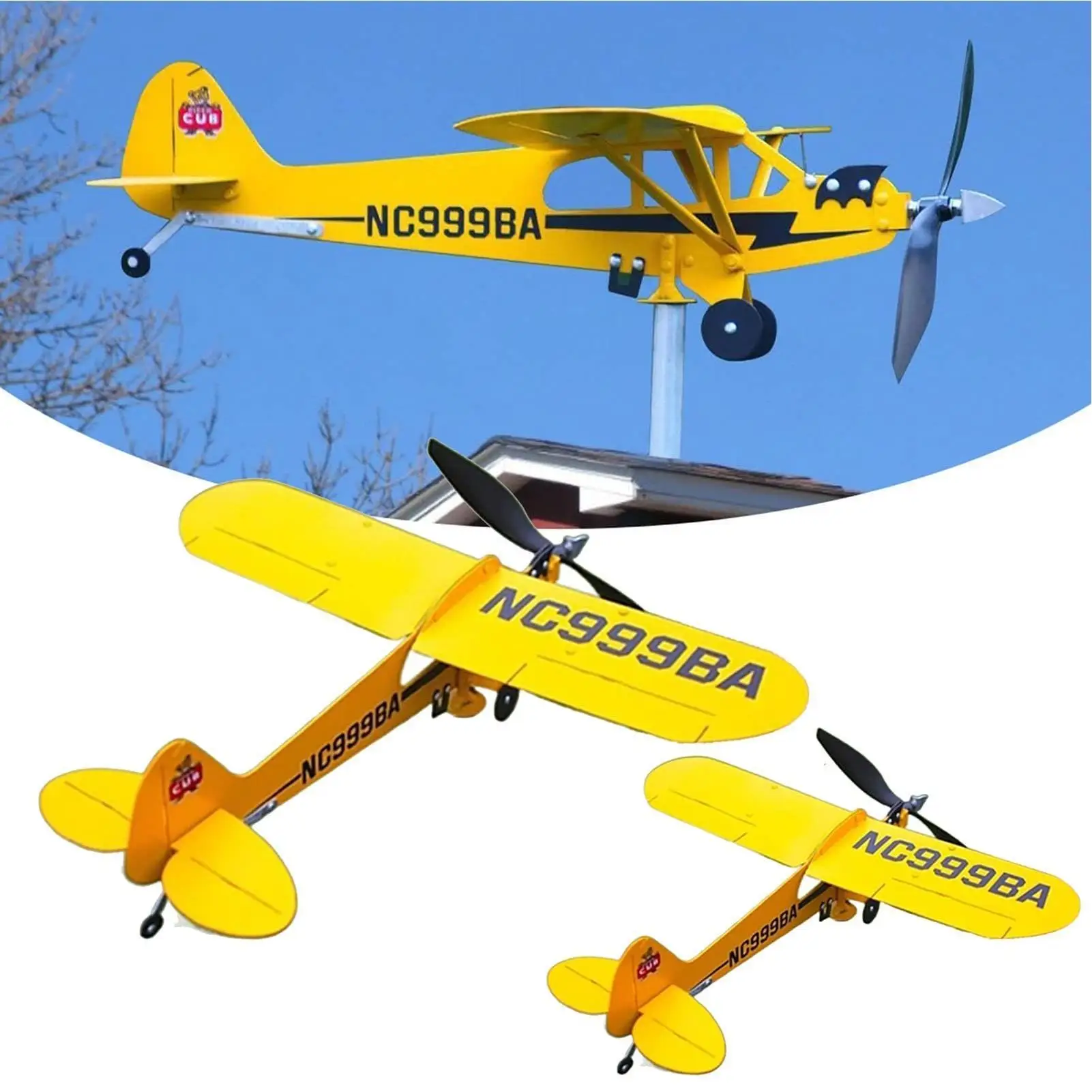 Wind Spinners Outdoor Decorative Airplane Pinwheel Rotating Metal Weathervane Yard Art Wind Spinner For Porch Backyard Outdoor