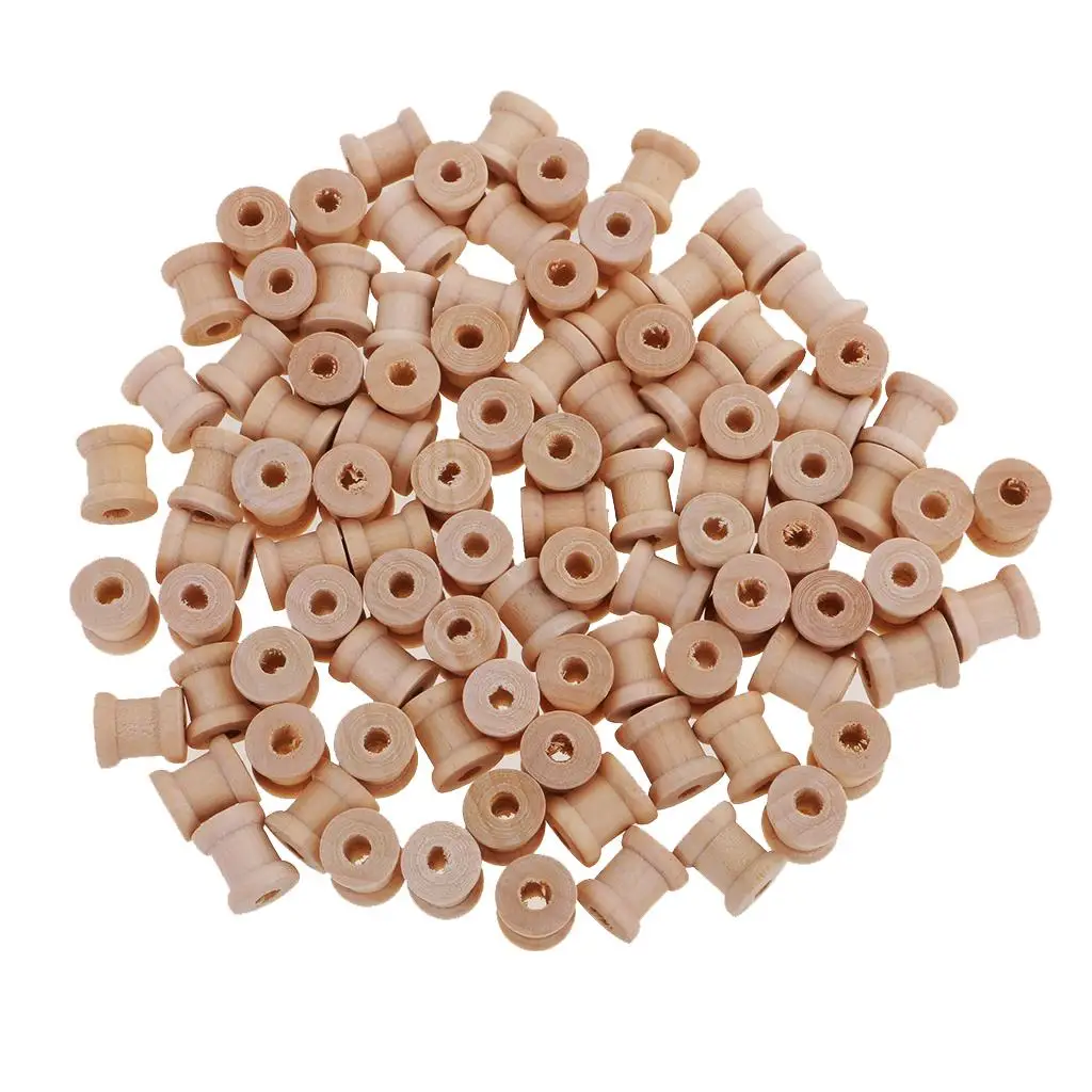 100pcs Wooden Sewing Tools Empty Thread Spools Sewing Notions