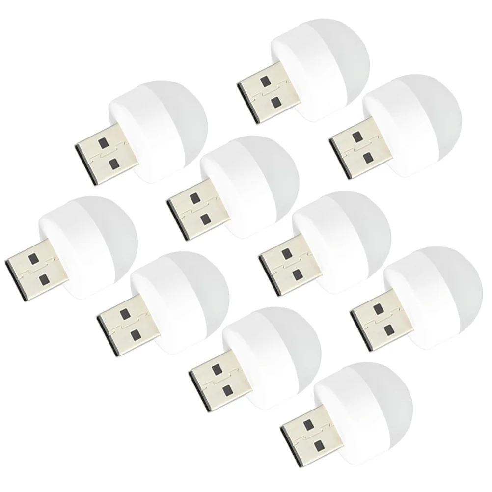 

10 Pcs LED Night Light Portable Lights Plug in USB Bulb Pp Material Toilet Small Child Lamp Car
