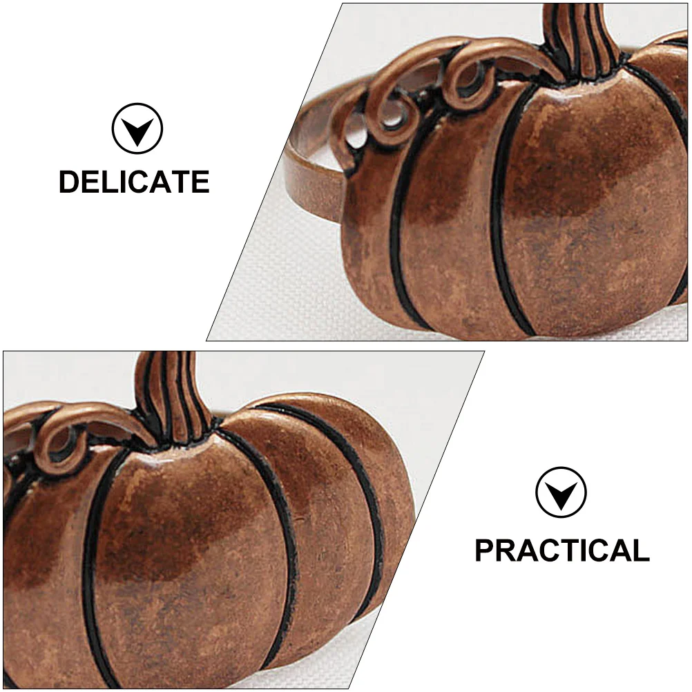 

4pcs Pumpkin Buckles Retro Chic Halloween Decorative Napkin Rings For Party Tableware Festival Decoration Alloy Napkin Holders