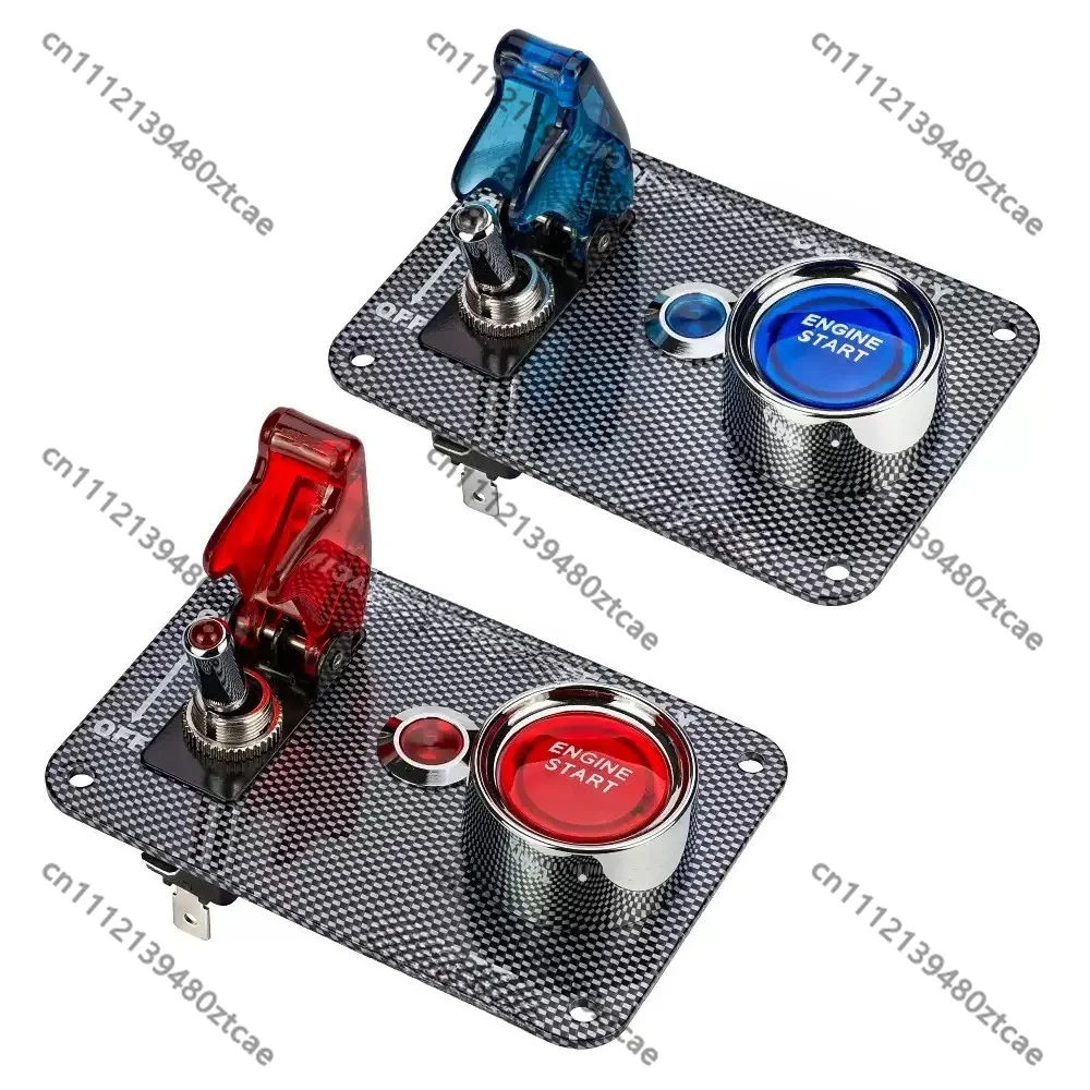 Carbon Fiber Switch Panel With Ignition Start Button Toggle Switch For RV Racing Car Modification