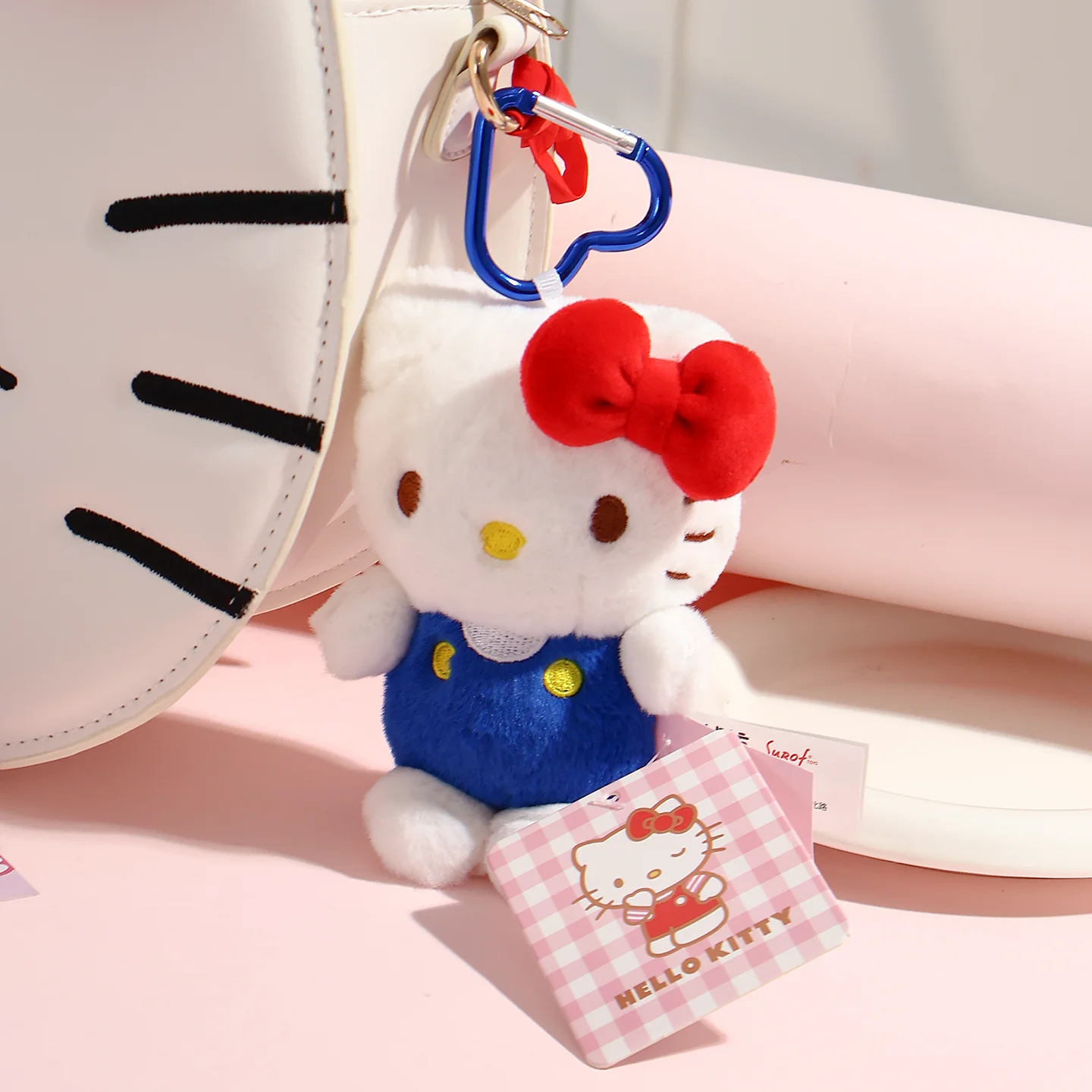 Genuíno sanrio olá kitty bonito menina chaveiro carro saco de escola pingente crianças brinquedos de pelúcia chaveiro plushier aniversário presente natal