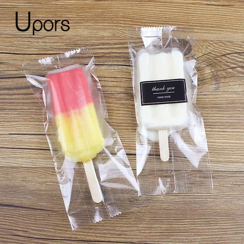 

UPORS Food Grade Ice Pop Bags Disposable Plastic Popsicle Bags Freeze Treat Storage Transparent Ice Popsicle Mold Bag 100Pcs/Set