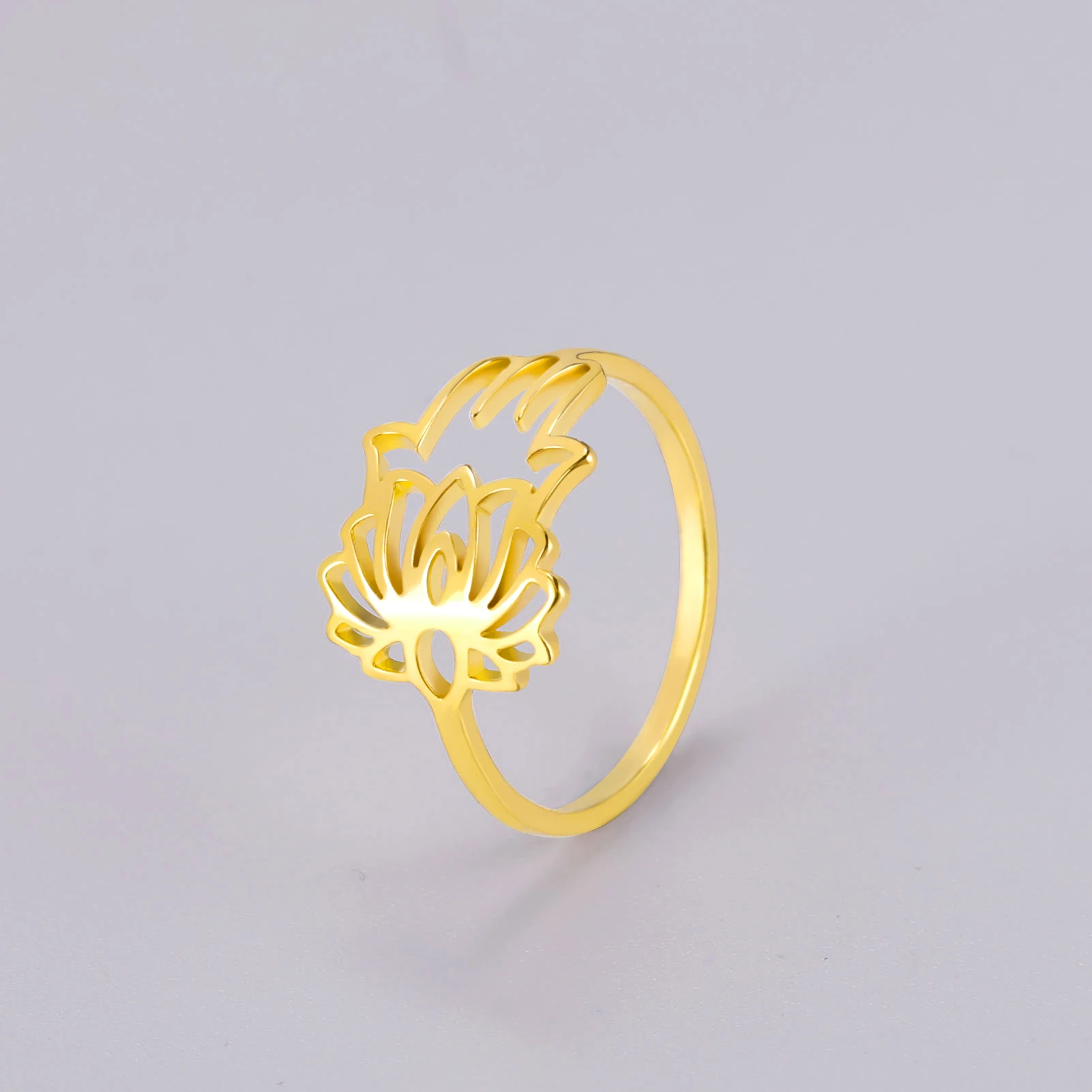 Kkjoy Damenringe, silberfarben, Hamsa, Hand der Fatima, Edelstahl, weibliche Persönlichkeit, hohler Schmuck, Accessoires, Mädchen-Geschenk – Detail 18