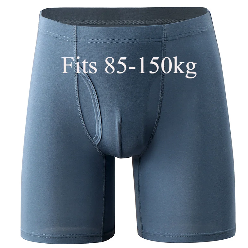 8XL Plus Size Men\'s Long Leg Boxer Briefs Fly Open Pront Pouch Underpant 150kg Male Moisture Wicking Breathable Sports Trunk