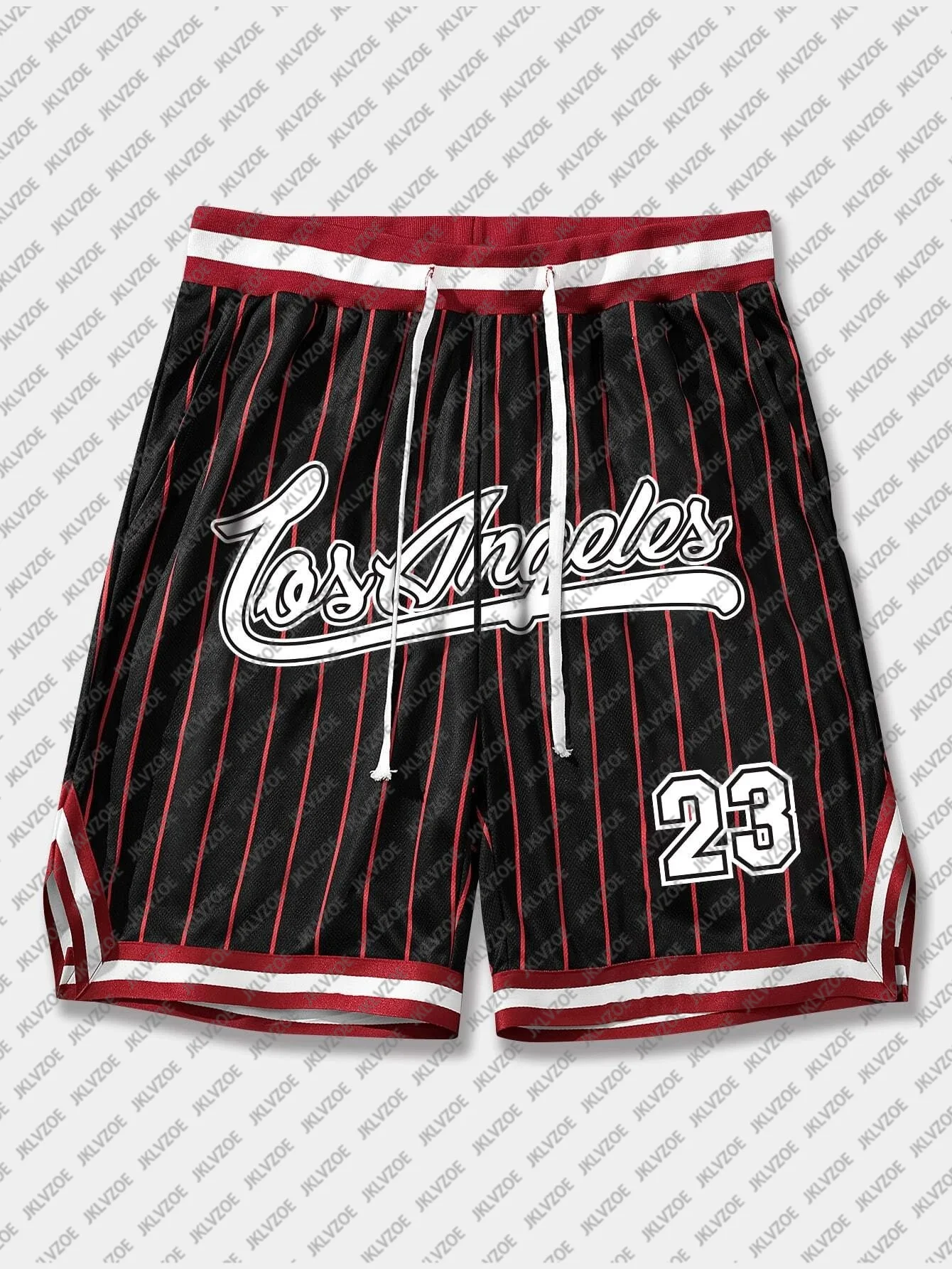 Los Angeles 23 Men\'s Loose Shorts Drawstring Quick Dry Striped 3D Print Shorts For Summer Unisex Casual Oversized Sport Shorts