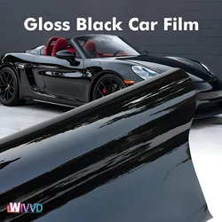 Ultra Gloss PET Piano Black Vinyl Wrap Film Sticker Glossy Black Self Adhesive Vinyl Bubble Free Console Computer Laptop Skin