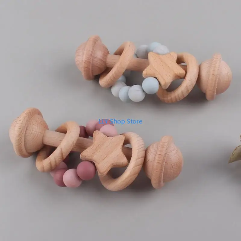 سرير أطفال T8UD للأطفال للعب في صالة الألعاب الرياضية وخشخيشة وآلام التسنين وإطلاق قضيب مولار وجرس يدوي للرضع