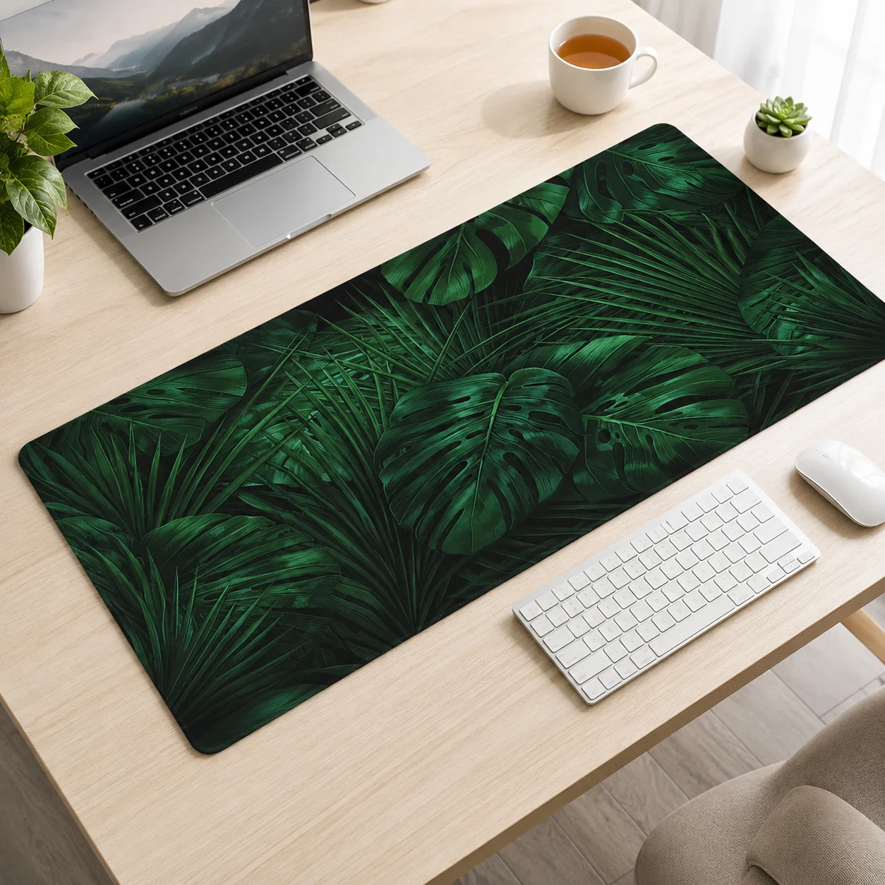 Mouse Pad Gamer Green Tropical Plants XL HD Home Custom Mousepad XXL Desk Mats Natural Rubber Soft Desktop Mouse Pad Table Mat