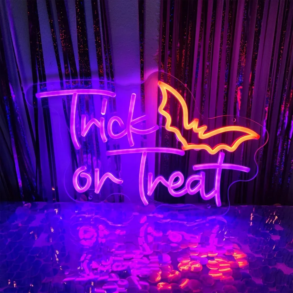 

Trick or Treat Neon Sign for Wall Decor,lash room decor,30in Halloween Decoration Neon Lights for Party Family Wall Decor