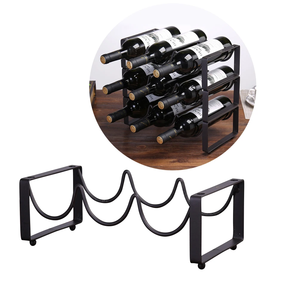 

Creative Vintage Metal Wine Rack Hanging Wine Glass Holder Bar Counter Tabletop Stand Bracket Display Holds 3 Bottles Holder