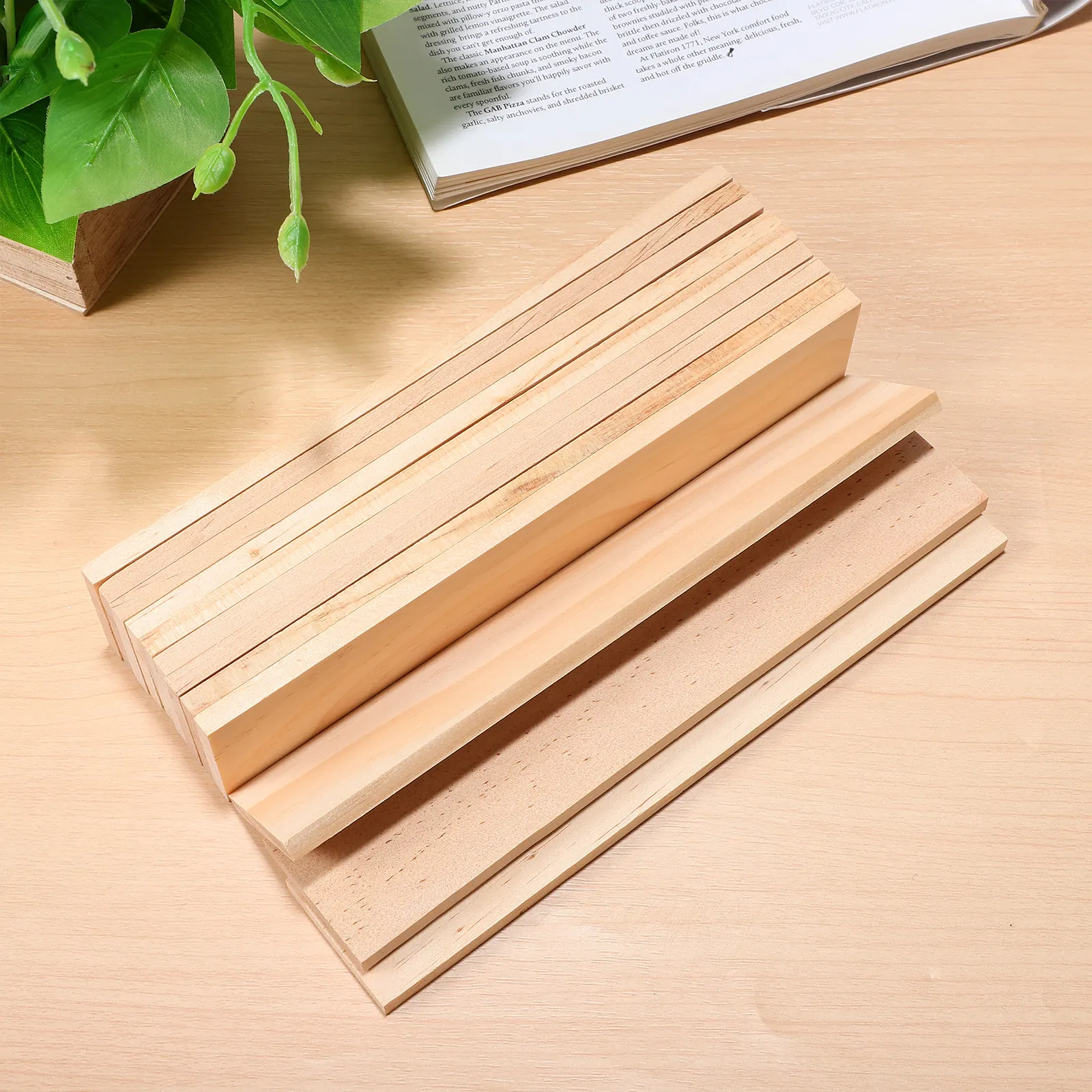 12pcs Unfinished Pine Wood Craft Boards for Watercolor, Oil Painting & Carving – Rectangle Doodle-Friendly Blocks