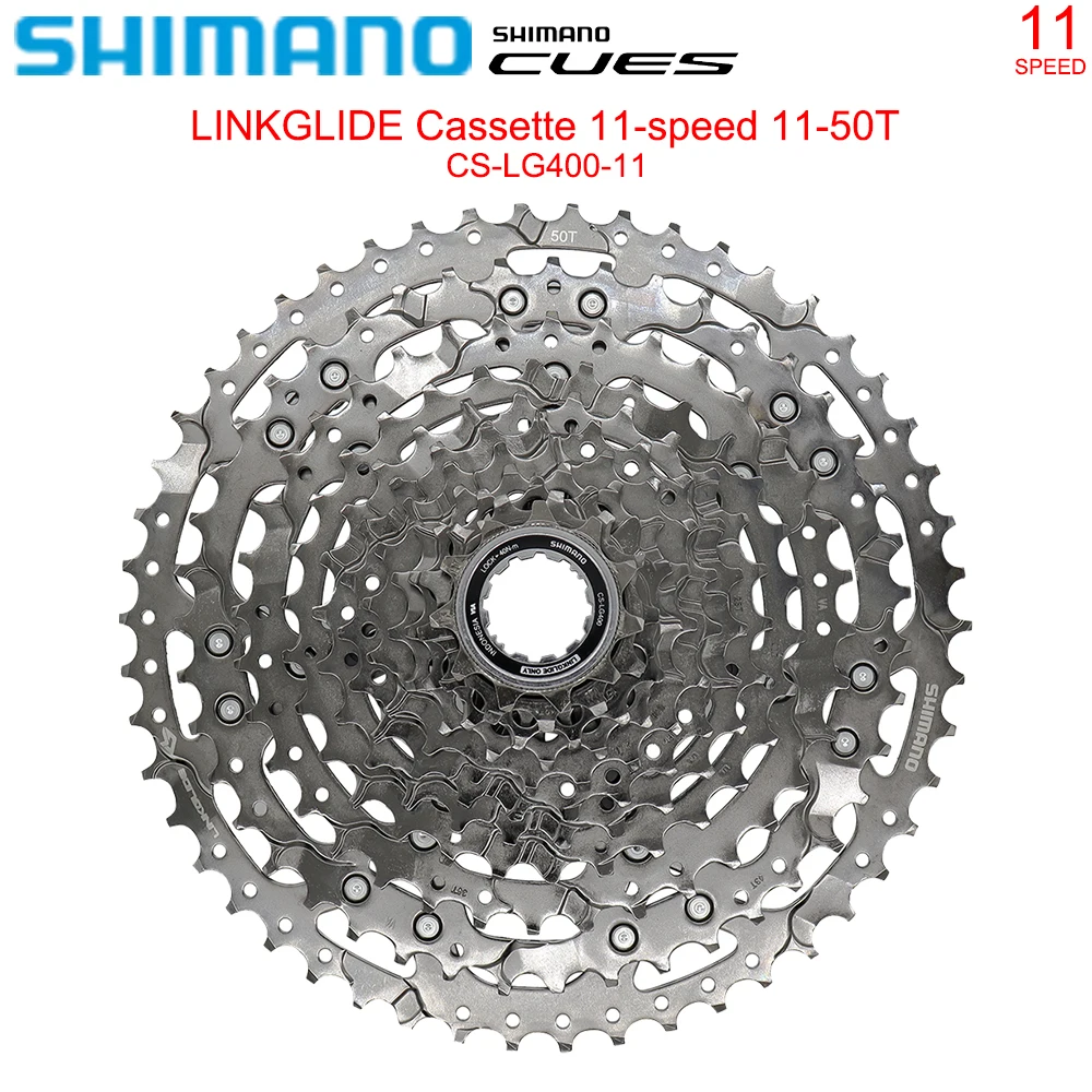 SHIMANO CUES 11 Speed Cassette Sprocket for MTB Bike CS-LG400-11 11-50T Black Freewheel LINKGLIDE Flywheel Original Bicycle Part