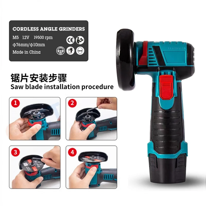 Lithium Mini Wireless Angle Grinder Grinding Machine Cutting Machine Pistol Multi-Function Polishing Machine